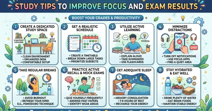 study tips to improve focus and exam results